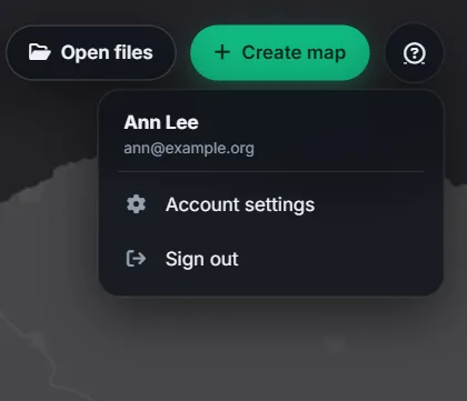 The account menu