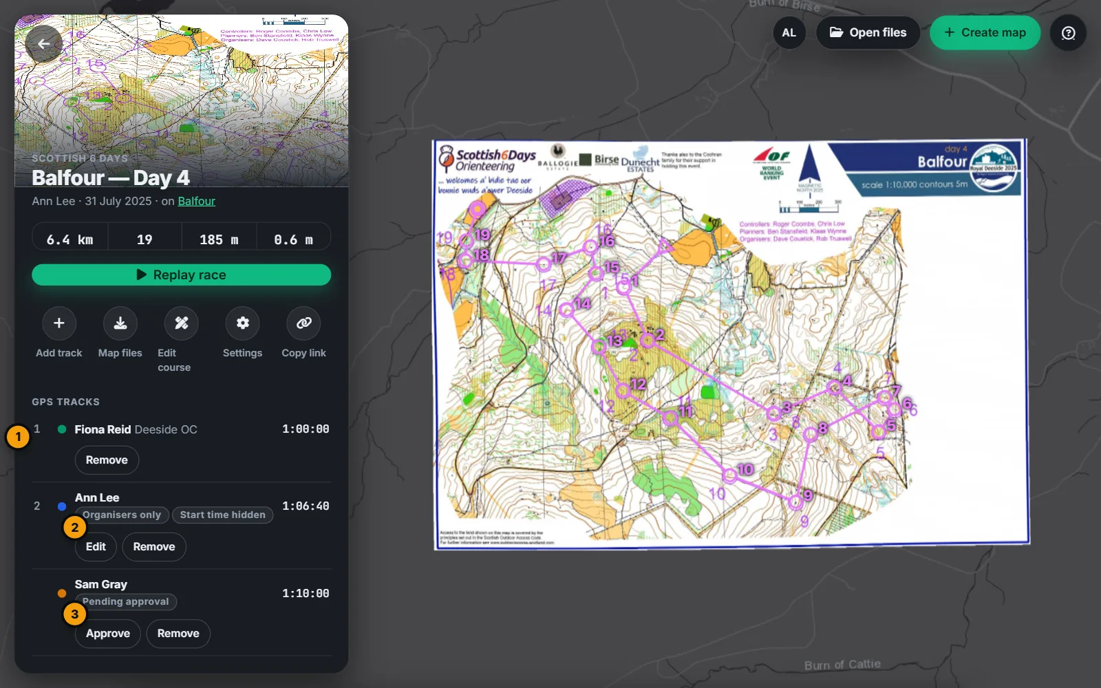Shared tracks on a course's page
