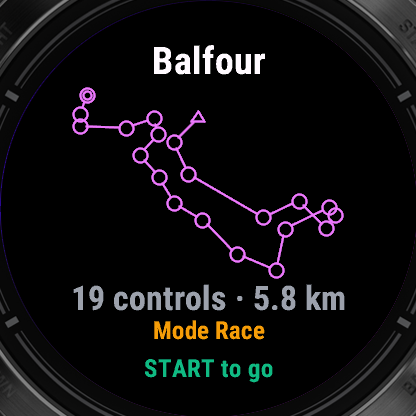 The course in Race mode